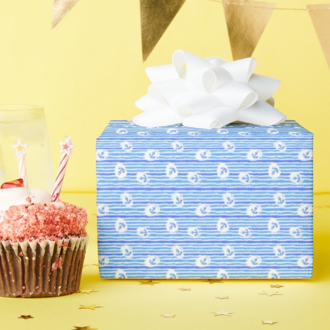 Papier Cadeau Motif Ancre aquarelle (Fête d'anniversaire)