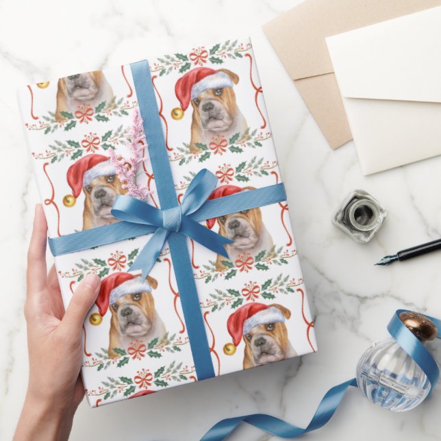 Papier Cadeau Motif anglais Bulldog Noël (Cadeaux)