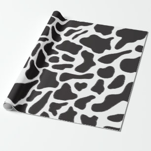 Papier Cadeau Motif animal à tache de vache noire et blanche