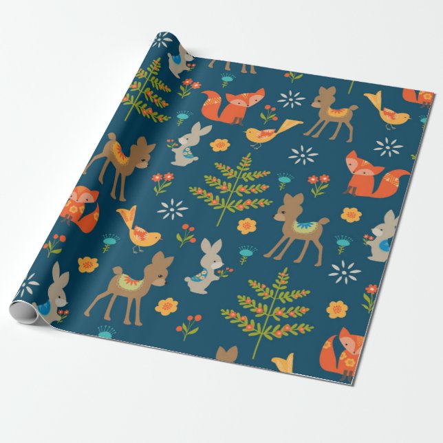 Papier Cadeau Motif animal de bois mou (Déroulé)