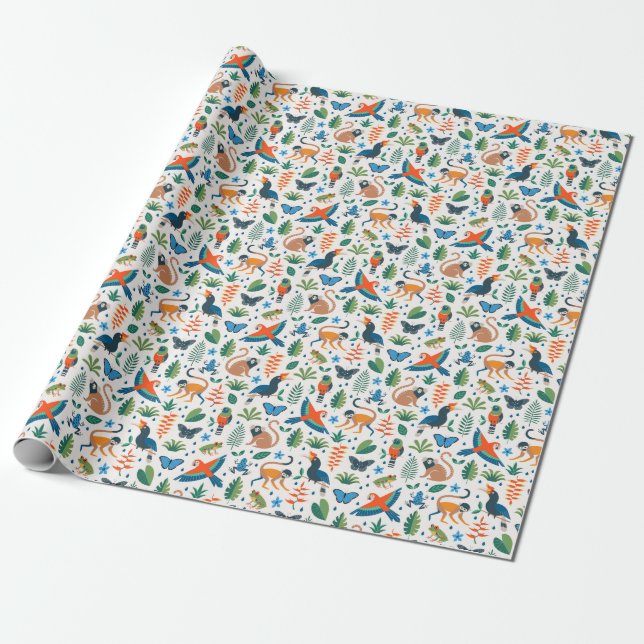 Papier Cadeau Motif animal de la forêt tropicale (Déroulé)