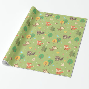 Papier Cadeau Motif animal de région boisée mignonne de forêt
