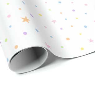 Papier Cadeau Motif Anniversaire Confettis Pastel Fond Blanc