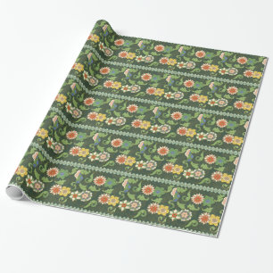 Papier Cadeau Motif antique cloisonné chinois : Vert Jade