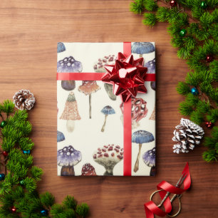 Papier Cadeau Motif aquarelle avec des champignons colorés