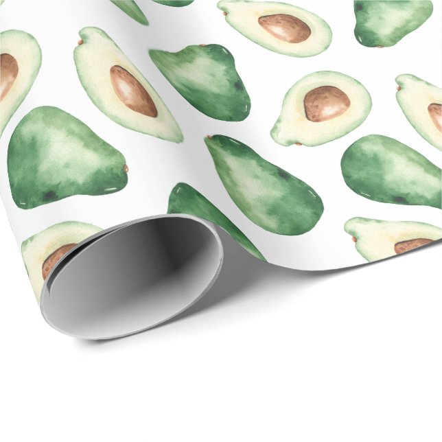Papier Cadeau Motif Aquarelle Avocado (Coin rond)