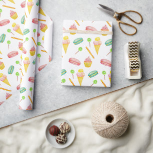 Papier Cadeau Motif aquarelle de bonbons d'été mignons