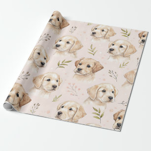 Papier Cadeau Motif aquarelle de chiot adorable (2)