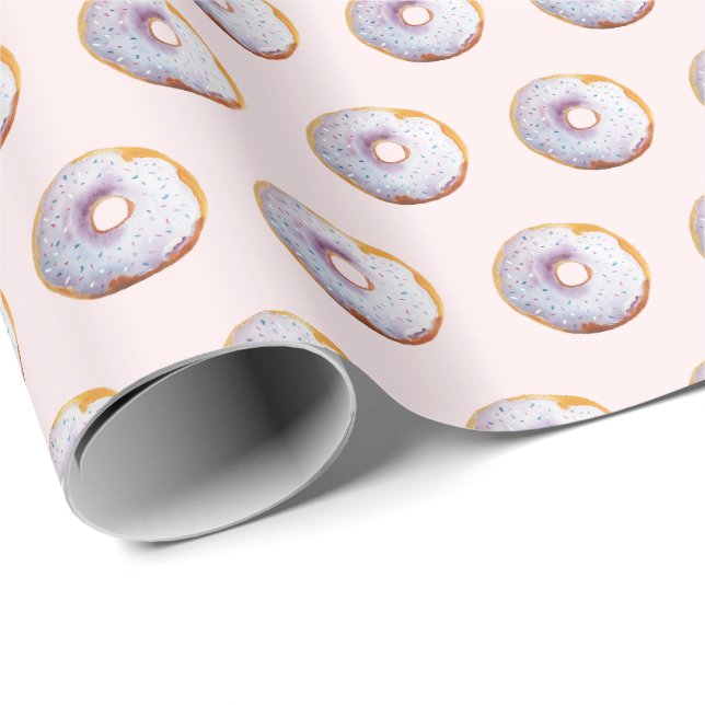 Papier Cadeau Motif aquarelle de donuts mignons (Coin rond)