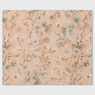 Papier Cadeau Motif aquarelle de eucalyptus floral blush vintage