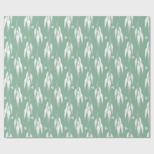Papier Cadeau Motif aquarelle de feuilles et branches d'eucalypt