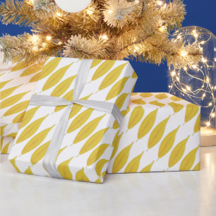 Papier Cadeau Motif aquarelle de feuilles jaunes d'automne