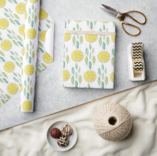 Papier Cadeau Motif aquarelle de tranches de citron