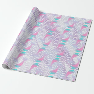 Papier Cadeau Motif aquarelle écailles de sirène violet