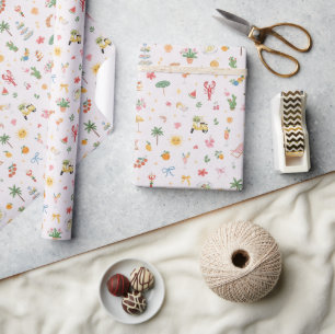 Papier Cadeau Motif aquarelle fantaisiste d'été