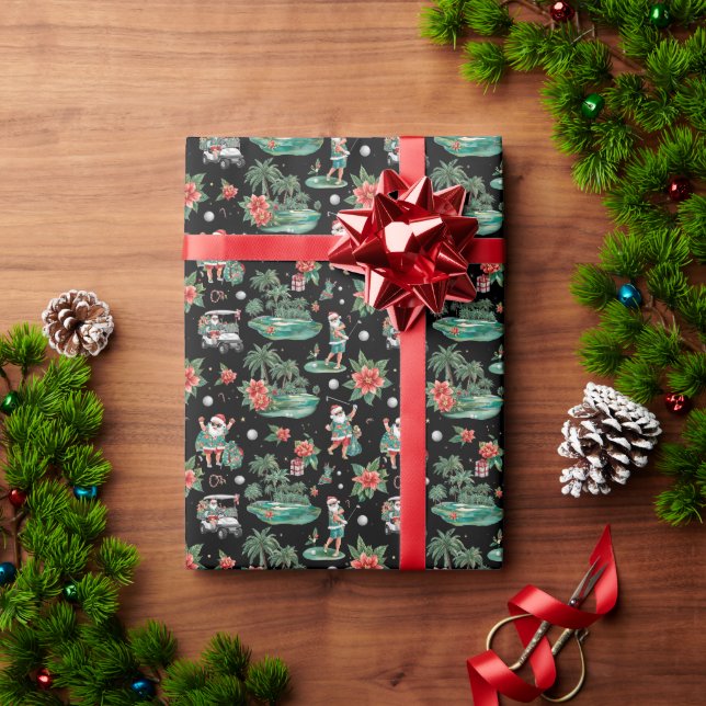 Papier Cadeau Motif aquarelle Noël golf d'été  (Cadeau de vacances)