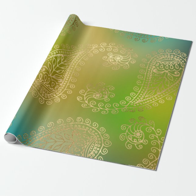 Papier Cadeau Motif arabe Faux Gold Foil (Déroulé)