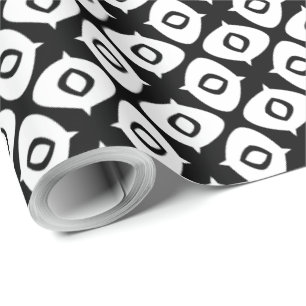 Papier Cadeau Motif arabesque symétrique noir et blanc gras