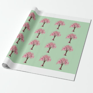 Papier Cadeau Motif Arbres Roses