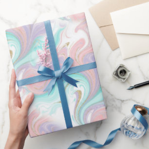 Papier Cadeau Motif arc-en-ciel ombré pailleté pastel