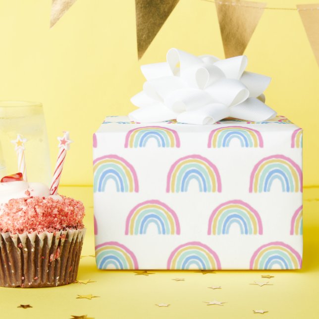 Papier Cadeau Motif arc-en-ciel Pastel (Fête d'anniversaire)