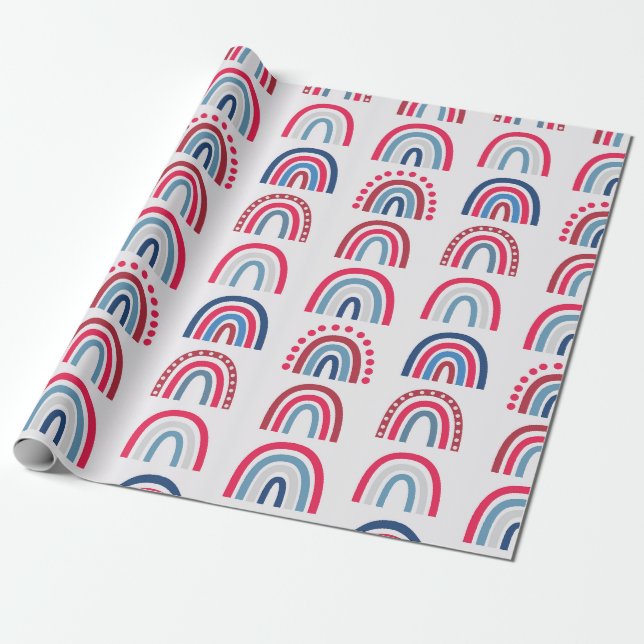 Papier Cadeau Motif arc-en-ciel patriotique (Déroulé)