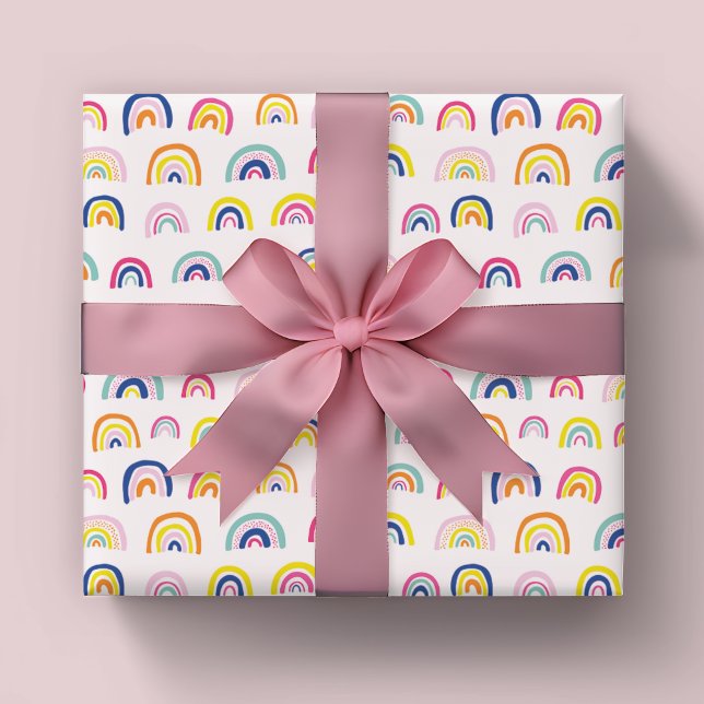Papier Cadeau Motif arc-en-ciel pour enfants mignons (Rainbow wrapping paper roll)