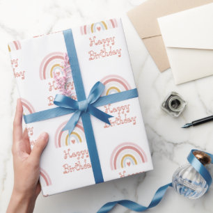 Papier Cadeau Motif arc-en-ciel rose