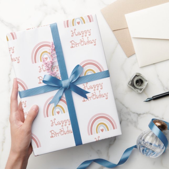 Papier Cadeau Motif arc-en-ciel rose (Cadeaux)