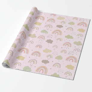Papier Cadeau Motif arc-en-ciel rose et beige