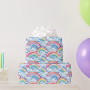 Papier Cadeau Motif Arcs-en-ciel et Nuages