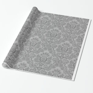 Papier Cadeau Motif argenté de damassé