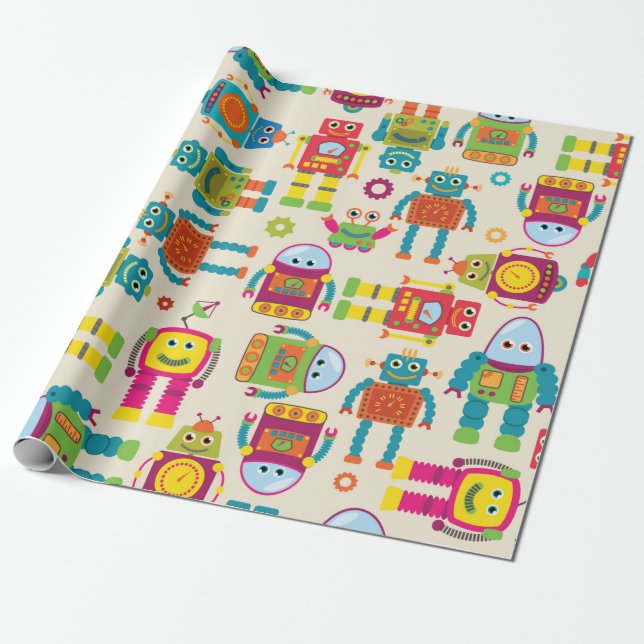 Papier Cadeau Motif Arrière - plan sans couture avec Joli Rob (Déroulé)