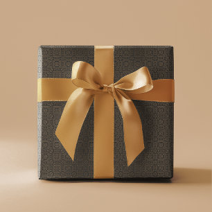 Papier Cadeau Motif Art déco géométrique Bronze noir
