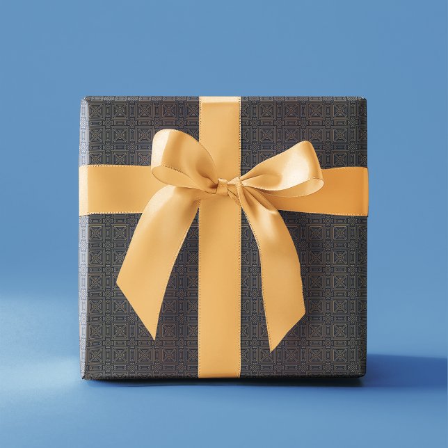 Papier Cadeau Motif Art déco géométrique | Marine Blue Gold (Créateur téléchargé)