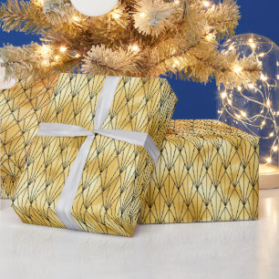 Papier Cadeau Motif Art déco Gold et Black Diamond