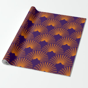 Papier Cadeau Motif art déco orange sur arrière - plan violet pr