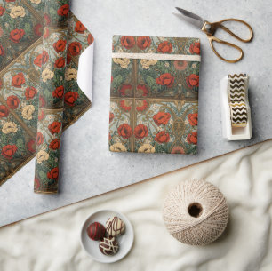 Papier Cadeau Motif Art Nouveau Fleurs de pavot de William Morri