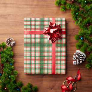 Papier Cadeau Motif artistique à carreaux à l'aquarelle rouge et