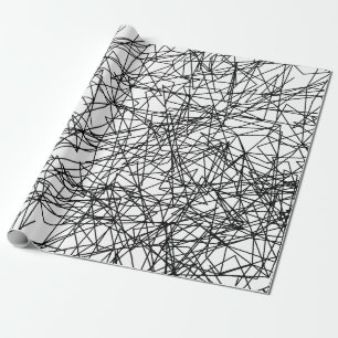 Papier Cadeau motif artistique abstrait noir blanc