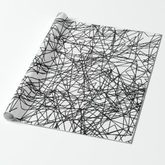 Papier Cadeau motif artistique abstrait noir blanc