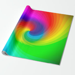 Papier Cadeau Motif artistique arc-en-ciel tourbillonnant tie-dy