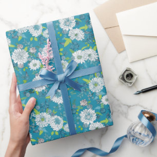 Papier Cadeau Motif Asiatique Bleu Vert
