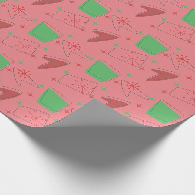 Papier Cadeau Motif atomique de Holiday Retro en rose Saumon (Coin)