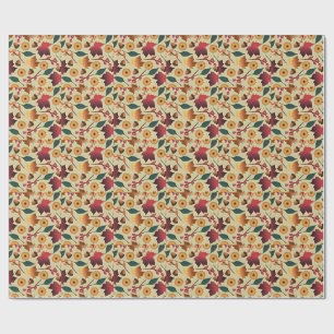 Papier Cadeau Motif Automnal Coloré