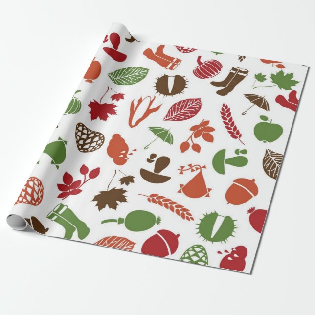 Papier Cadeau Motif automne (Déroulé)
