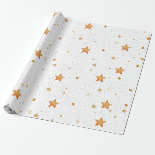 Papier Cadeau motif aux étoiles d'or (Déroulé)