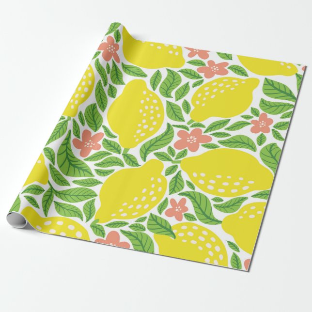 Papier Cadeau Motif aux fruits de citron. Pâte d'agrumes d'été t (Déroulé)