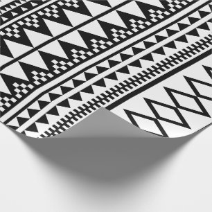 Papier Cadeau Motif aztèque géométrique noir et blanc
