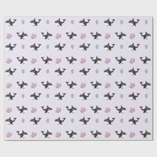 Papier Cadeau Motif Baleine Orque Mignon pour la Nurserie sur le